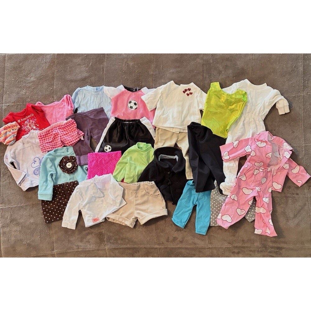 25pc 18 Inch Doll Clothing Homemade and American Girl Brand Shirts Pants Shorts
